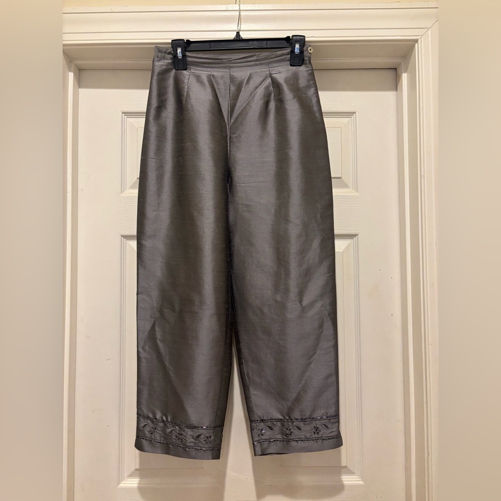 Notations 100% Silk Gray Women's Pants Set - Picture 3 of 16